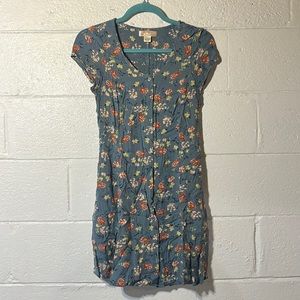 Flower print button down dress